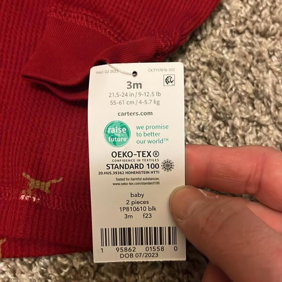 NWT Carters Christmas Kids Shirt with Animal Print size 3 months - Picture 4 of 5